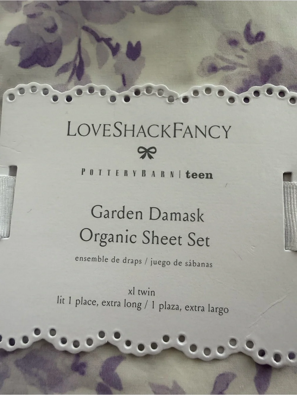 LoveShackFancy Pottery Barn Garden Damask Organic Sheet Set TWIN XL NEW 3065
